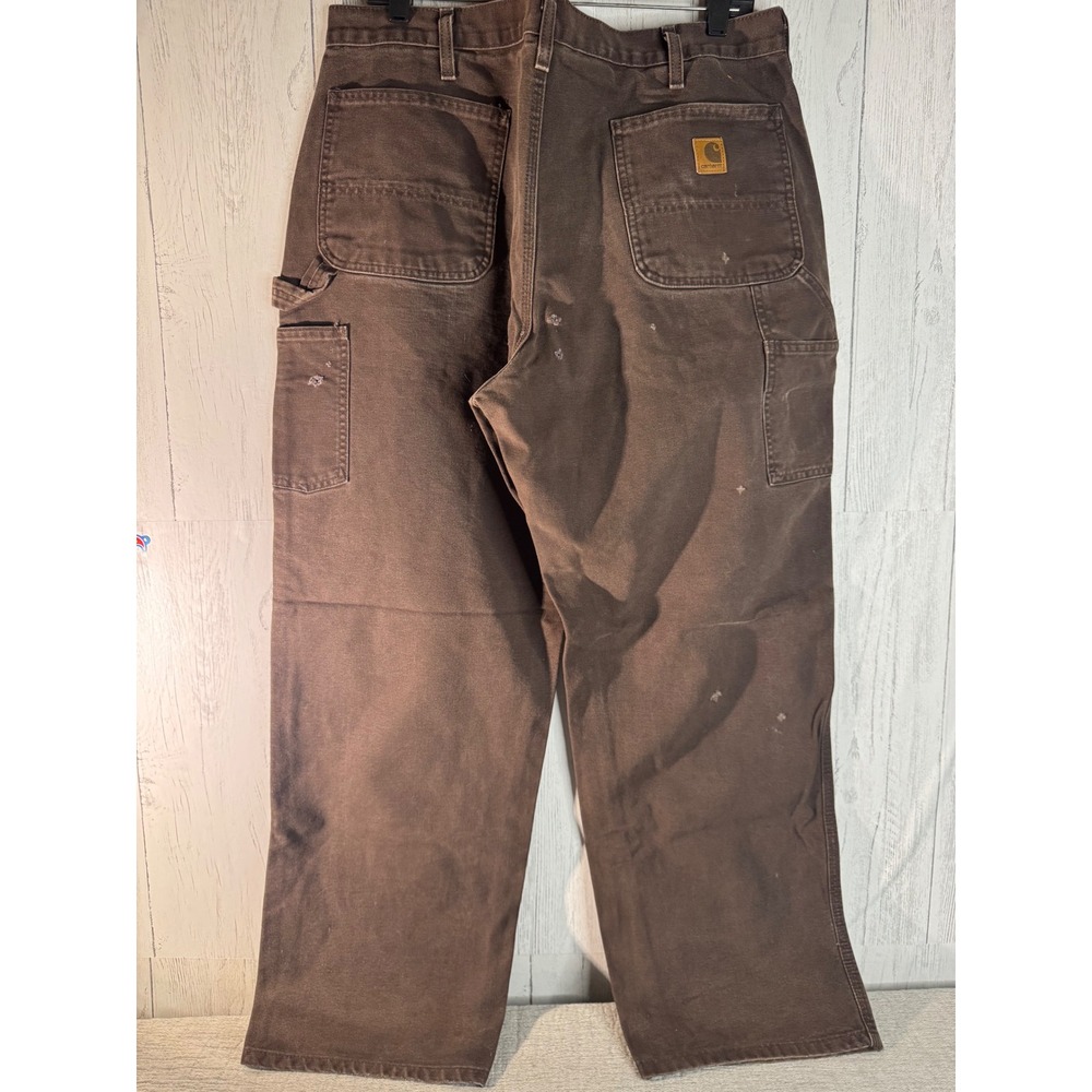 Vintage Distressed Carhartt Brown Work Dungaree Pants 38x32